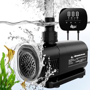 AQQA Aquarium Water Pump,Controllable Return Pump with LCD Display,Constant Flow Mode+Wave Making Mode+Feeding Mode,Submersible and inline Sump pump Pond Pump for Freshwater Saltwater (80W)