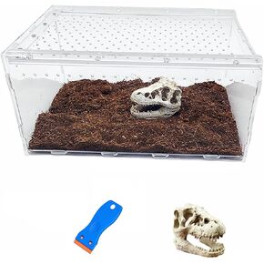 Premium Acrylic Reptile Tank-Terrarium Kit for Gecko, Snake & Jumping Spider Enclosure - Clear Visibility & Optimal Ventilation - Easy Assembly (12" x 8" x 6")