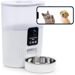Smart Automatic Pet Feeder with 1080P HD Camera for Cats & Dogs (3.5L), WiFi, Live Video, Auto Night Vision, 2-Way Audio, Works with Alexa & Google Assistant, Motion Alert, No Monthly Fee