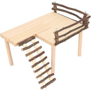 Health Gear Hamster Wooden Hamster Climbing Playground Toys, Two Tier Hamster Climb with Climbing Ladder for Eating Playing Resting, 11.8x8.3x8.3in Hamster