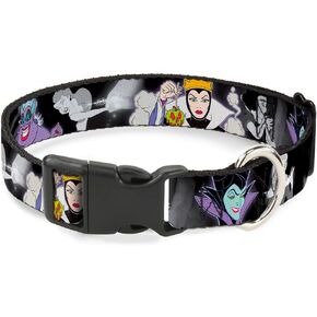 Buckle-Down Plastic Clip Collar - Villains Hexing Princess' Scenes Color/Black/White - 1.5" Wide - Fits 18-32" Neck - Large
