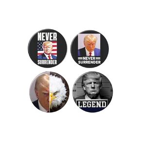 Trump Never Surrender pins - President Trump Legend buttons - Set of 4 (2.25 inches)