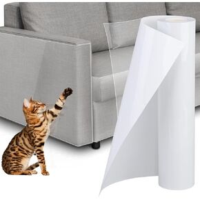 236 x 12 Inch Anti-Cat Scratch Furniture Protector - Large Couch & Sofa Protector for Cats - Single-Sided Sticky Tape - Clear Corner Guards for Furniture, Walls & Doors