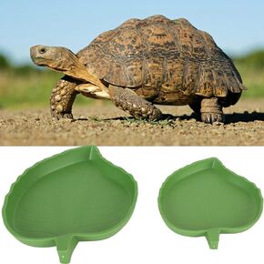 2 Sizes Reptile Leaf Food Water Bowl Plate Dish Tortoise Terrarium Lizard Vivarium,2 Pieces Leaf Reptile Food Water Bowl Plate Dish for Tortoise Corn Snake Crawl Pet Drinking and Eating