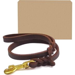 Leather Dog Leash 3ft Dog Leashes for Large Dogs Heavy Duty Training Leash for Medium/Small Dogs Soft Brown Leather Leash