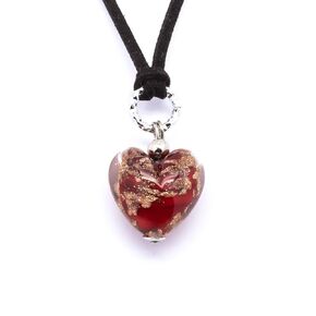Authentic Murano Glass Heart Pendant Handmade in Italy Jewelry Hand Blown Glass