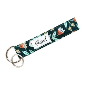 Keychain Wristlet - Blessed - Wrist Lanyard - Organic Fabric Key Fob