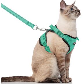 Supet Cat Harness and Leash for Walking Escape Proof, Adjustable Harness for Cats, Easy Control Small Cat Harness for Medium Large Kitten S Green