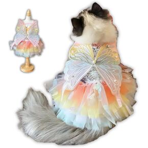 Cat Pretty Fairy Costume Clothing - Pet Cute Dress Outfit for Halloween Christmas Festival Cosplay Party (Small)
