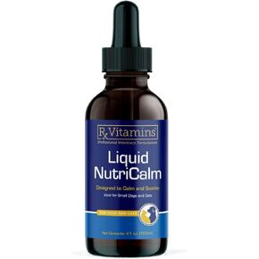 Rx Vitamins Liquid NutriCalm Cat & Dog Anxiety Relief - Dog Sleep Aid - Cat Calming Supplement - Dog Bark Control & Stress Relief - Salmon Flavor - 4 oz