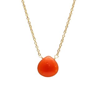 Gempires Carnelian Necklace for Women, Minimal and Dainty Orange Onyx Crystal Pendant with Natural Gemstone, Party Wear, Adjustable Length 16 + 2 inch