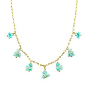 Natural Blue Apatite Chips Bar Station Necklace, Energy Healing Crystals, Birthday, Gift for Her, Gemstone Jewelry 18 inch AA+ Quality (Blue Apatite)