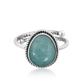 11X9 Gemstone Ring for Women | Oxidized Hammered Ring | 925 Sterling Silver Adjustable Ring | Stackable Ring | Women Jewelry | Birthday Gift for Her (Wild Horse Jasper, 7)