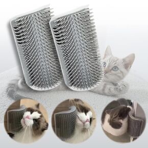 2 Pack Cat Self Groomer, Wall Corner Groomer Brush, Cat Face Scratchers, Cat Self Groomer for Indoor Cats, Wall Corner Cat Scratcher for Long/Short Fur Kitten 6.3inch