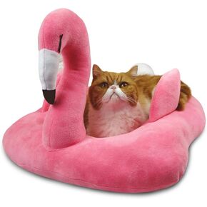 Petgrow Flamingo Shaped Cute Cat Bed Sofa, Warm Pet Bed Cuddle, Lovely Pet Mat for Cats Kittens Rabbits Small Dogs