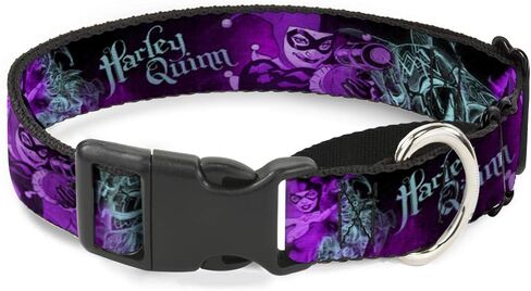Dog Collar Martingale Harley Quinn Pow Aiming Poses Joker Black Turquoise Fuchsia 15 to 26 Inches 1.0 Inch Wide in Saudi Arabia