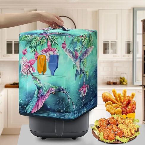 FOR U DESIGNS Air Fryer Cover for 5-6 qt, Small Kitchen Applicance Accessories, Hummingbird Floral Print, Pressure Cook Rice Cooker Dust Cover Washable in Kuwait