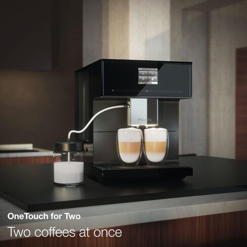 ماكينة صنع القهوة الأوتوماتيكية Miele CM 7550 CoffeeSelect - OneTouch for Two، نظام AromaticSystem، 10 ملفات تعريف فردية، DoubleShot، CupSensor، متوافق مع WiFi، إزالة الترسبات تلقائيًا، باللون الأسود Obsidian in Saudi Arabia
