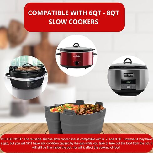 Slow Cooker Silicone Liners - Reusable Crock Pot Silicon Inserts Dividers 6-7 Quart Oval Crockpots | Thermo Shield Leakproof BPA Free in Saudi Arabia