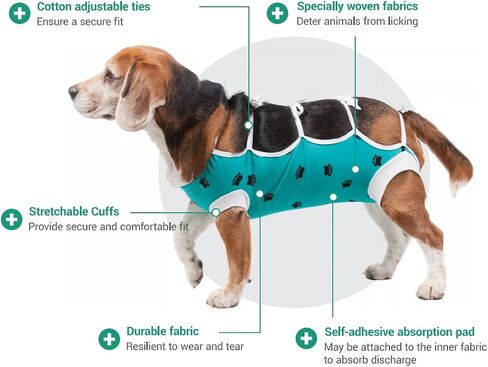 E-Collar Alternative for Cats and Dogs Designed to Protect Abdominal Wounds and Skin Disease. Award Winning and Patented Design Recommended by Veterinarians Worldwide. (Medium, Lime Green) in Saudi Arabia