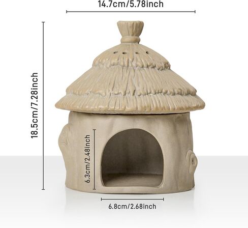 BUCATSTATE Hamster Hideout Ceramic, Tree Stump Shape Hamster Houses and Hideouts for Syrian Hamster Gerbils Mice Small Pets Cage Decor, Nature Themed Hamster Cage Accessories, Stone in Saudi Arabia