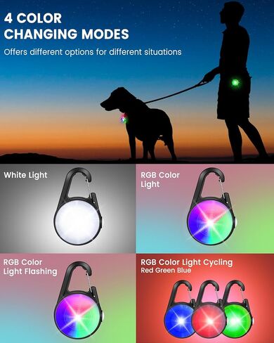 Dog Lights for Night Walking - 2 Pack 4 Modes Dog Collar Light, Rechargeable Dog Walking Light for Nighttime Clip On, IP68 Waterproof Dog Light(Matte Black) in Saudi Arabia