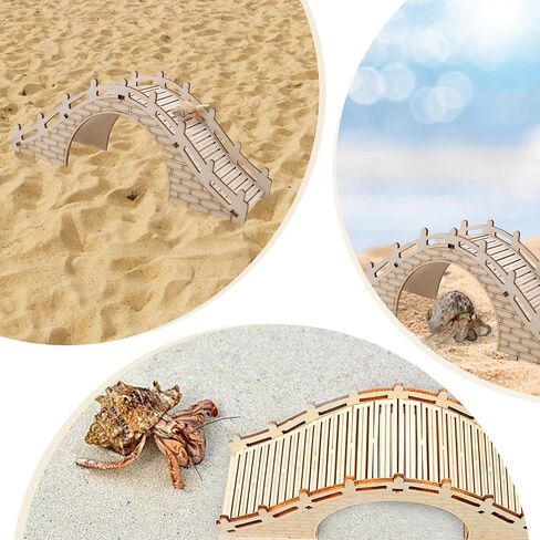 Hermit Crabs Climbing Bridge, Wooden Hermit Crab Climibing Toys, Hermit Crab Hideout with Ramp, Aquarium Tank Accessory Small Animals Cage Accessory, Habitat for Hermit Crab Hamster Rat Reptile in Saudi Arabia