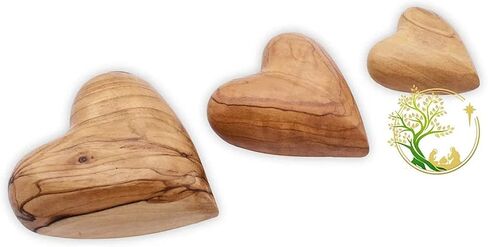 Natural Hand-Carved Wooden Heart | Heart Shape Olive Wood Heart | Heart Can Be Engraved for Anniversary, Wedding, Valentine Gifts (Large) in Kuwait