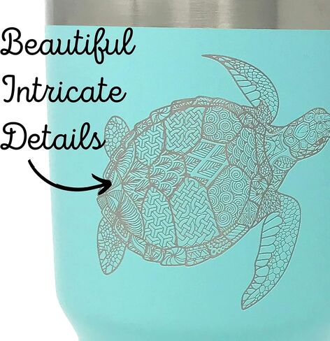 Sea Turtle Teal Coffee Tumbler, Perfect for Birthday Gifts, Steel Travel Mug with Lid - 30 oz in Saudi Arabia