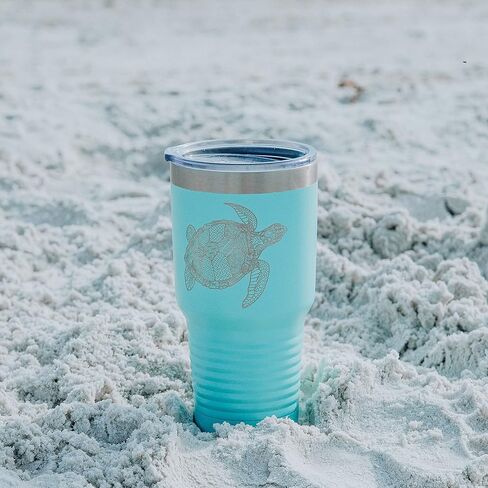 Sea Turtle Teal Coffee Tumbler, Perfect for Birthday Gifts, Steel Travel Mug with Lid - 30 oz in Saudi Arabia