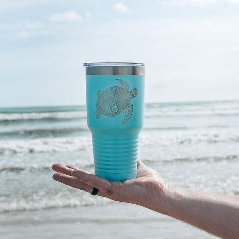 Sea Turtle Teal Coffee Tumbler, Perfect for Birthday Gifts, Steel Travel Mug with Lid - 30 oz in Saudi Arabia
