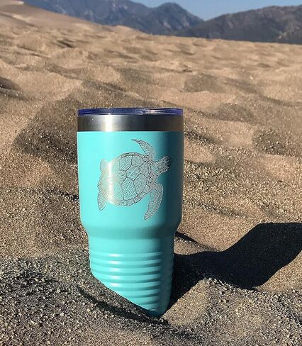 Sea Turtle Teal Coffee Tumbler, Perfect for Birthday Gifts, Steel Travel Mug with Lid - 30 oz in Saudi Arabia