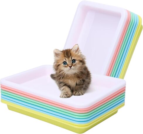 10 Pcs Travel Toilet Mini Litter Box,Plastic Portable Small Litter Pan Water Litter Box for Kittens Bunny Cat in Kuwait