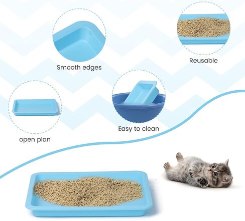10 Pcs Travel Toilet Mini Litter Box,Plastic Portable Small Litter Pan Water Litter Box for Kittens Bunny Cat in Kuwait