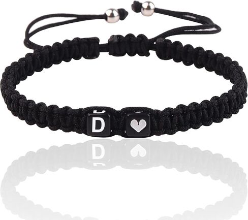 Initial Bracelet for Men Women, C Charm Letter Bracelets for Teen Girls/Boys, Handmade Rope Braided Bracelet, Best Friend Bracelet (Black, C) in Saudi Arabia