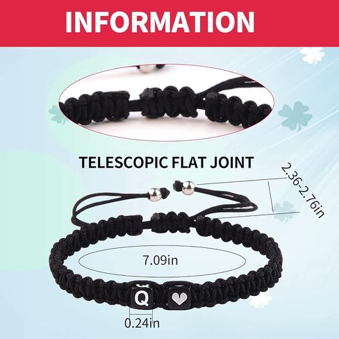 Initial Bracelet for Men Women, C Charm Letter Bracelets for Teen Girls/Boys, Handmade Rope Braided Bracelet, Best Friend Bracelet (Black, C) in Saudi Arabia