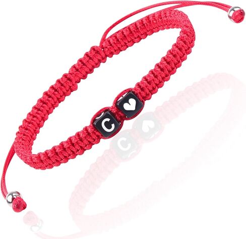 Initial Bracelet for Men Women, C Charm Letter Bracelets for Teen Girls/Boys, Handmade Rope Braided Bracelet, Best Friend Bracelet (Black, C) in Saudi Arabia