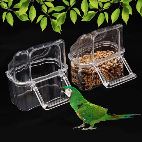 2 Pcs Bird Feeder Water Dispenser, Bird Feeder and Drinker Set, Automatic Bird Feeder for Cage, Hanging Bird Food Bowl, Bird Cage Accessories for Hamsters, Pigeons, Parrot and Small Animal (H) in Kuwait
