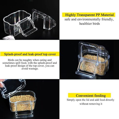 2 Pcs Bird Feeder Water Dispenser, Bird Feeder and Drinker Set, Automatic Bird Feeder for Cage, Hanging Bird Food Bowl, Bird Cage Accessories for Hamsters, Pigeons, Parrot and Small Animal (H) in Kuwait
