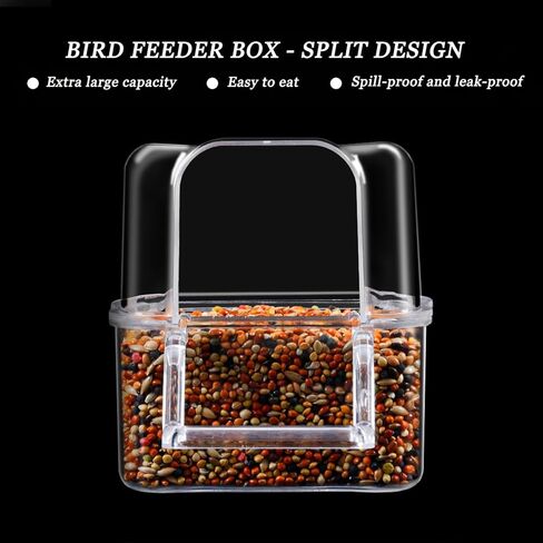 2 Pcs Bird Feeder Water Dispenser, Bird Feeder and Drinker Set, Automatic Bird Feeder for Cage, Hanging Bird Food Bowl, Bird Cage Accessories for Hamsters, Pigeons, Parrot and Small Animal (H) in Kuwait