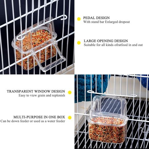 2 Pcs Bird Feeder Water Dispenser, Bird Feeder and Drinker Set, Automatic Bird Feeder for Cage, Hanging Bird Food Bowl, Bird Cage Accessories for Hamsters, Pigeons, Parrot and Small Animal (H) in Kuwait