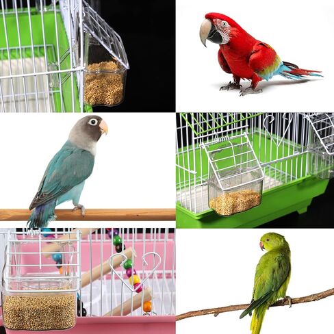 2 Pcs Bird Feeder Water Dispenser, Bird Feeder and Drinker Set, Automatic Bird Feeder for Cage, Hanging Bird Food Bowl, Bird Cage Accessories for Hamsters, Pigeons, Parrot and Small Animal (H) in Kuwait