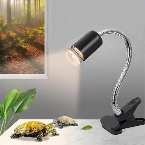 yuehuam مصباح الحرارة الزواحف، مصباح حرارة مزدوج الرأس مع مقاطع، مصباح الحرارة السلحفاة ضوء خزان السلحفاة، ضوء الزواحف UVA UVB مع مؤقت دورة للسلحفاة، التنين الملتحي، السحلية وأكثر من ذلك، 2 لمبات 50 + 50 واط in Kuwait