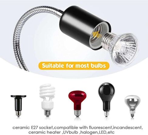 yuehuam مصباح الحرارة الزواحف، مصباح حرارة مزدوج الرأس مع مقاطع، مصباح الحرارة السلحفاة ضوء خزان السلحفاة، ضوء الزواحف UVA UVB مع مؤقت دورة للسلحفاة، التنين الملتحي، السحلية وأكثر من ذلك، 2 لمبات 50 + 50 واط in Kuwait