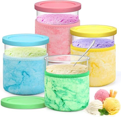 4 PCS Ice Cream Neoprene Accessories Compatible with NC501, NC500 Ninja Creami Pints and Lids-4 Pack, Reusable Thermal Insulated Accessories for Ninja Creami Deluxe Pints in Saudi Arabia