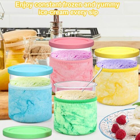 4 PCS Ice Cream Neoprene Accessories Compatible with NC501, NC500 Ninja Creami Pints and Lids-4 Pack, Reusable Thermal Insulated Accessories for Ninja Creami Deluxe Pints in Saudi Arabia
