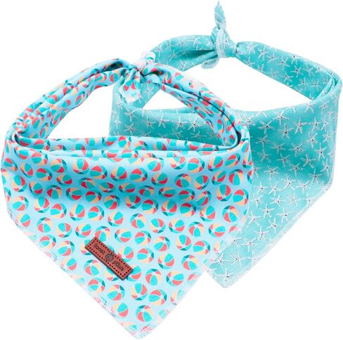 Lionet Paws Summer Dog Bandanas 2 Pack، أزرق قابل للغسل الكلب مثلث المرايل وشاح الكلب منديل، قابل للتعديل مثلث الأوشحة عطلة لمتوسط ​​كبير جدا الكلاب الحيوانات الأليفة in Saudi Arabia