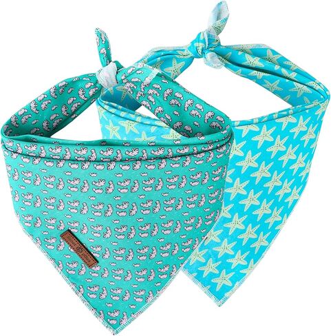 Lionet Paws Summer Dog Bandanas 2 Pack، أزرق قابل للغسل الكلب مثلث المرايل وشاح الكلب منديل، قابل للتعديل مثلث الأوشحة عطلة لمتوسط ​​كبير جدا الكلاب الحيوانات الأليفة in Saudi Arabia