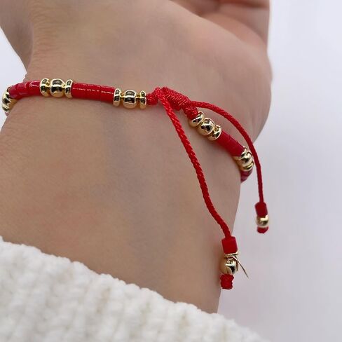 St Benedict Coin Bead Round with Miyuki seed beads and Gold Plated spacers Adjustable Bracelet for Women (Red) in Saudi Arabia