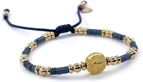 St Benedict Coin Bead Round with Miyuki seed beads and Gold Plated spacers Adjustable Bracelet for Women (Red) in Saudi Arabia